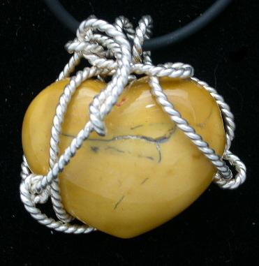 YELLOW RHODONITE HEART PENDANT