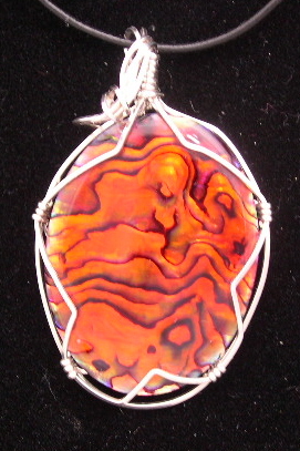 ORANGE PAUA SHELL PENDANT