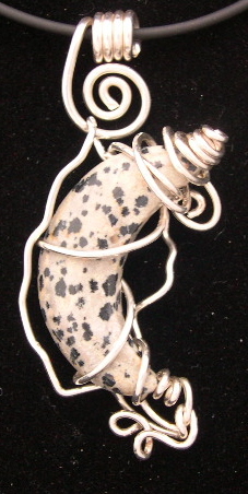 DALMATIAN JASPER MOON PENDANT