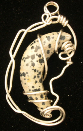 DALMATIAN JASPER MOON PENDANT