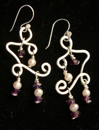 AMETHYST AND PEARL WHIMSICAL EARRINGS