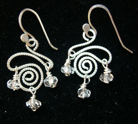 WHIMSICAL CRYSTAL QUARTZ SWIRL EARRINGS