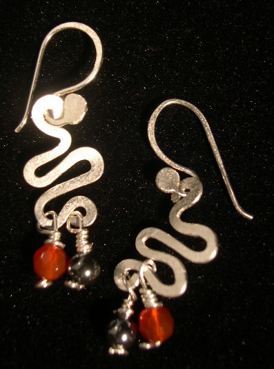 HEMATITE AND CARNELIAN WHIMSICAL EARRINGS