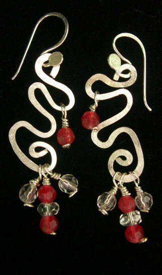 CRYSTAL QUARTZ AND ROSE QUARTZ WHIMSICAL EARRINGS