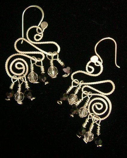 BLACK ONYX AND CRYSTAL QUARTZ WHIMSICAL EARRINGS
