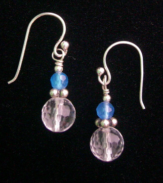 CRYSTAL QUARTZ AND BLUE AGATE EARRINGS