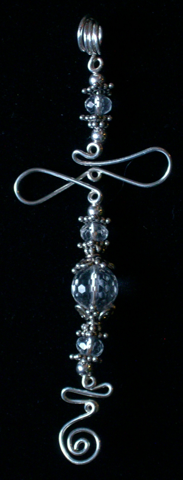 VINTAGE CRYSTAL AND CRYSTAL QUARTZ ANGEL CROSS PENDANT