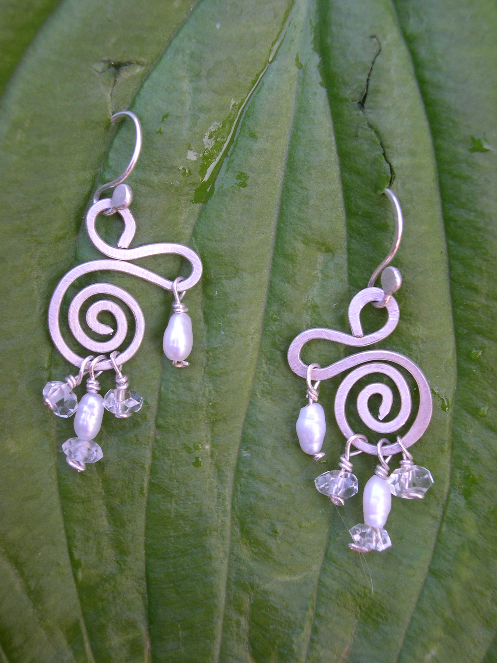 PEARL AND CRYSTAL QUARTZ WHIMSICAL EARRINGS