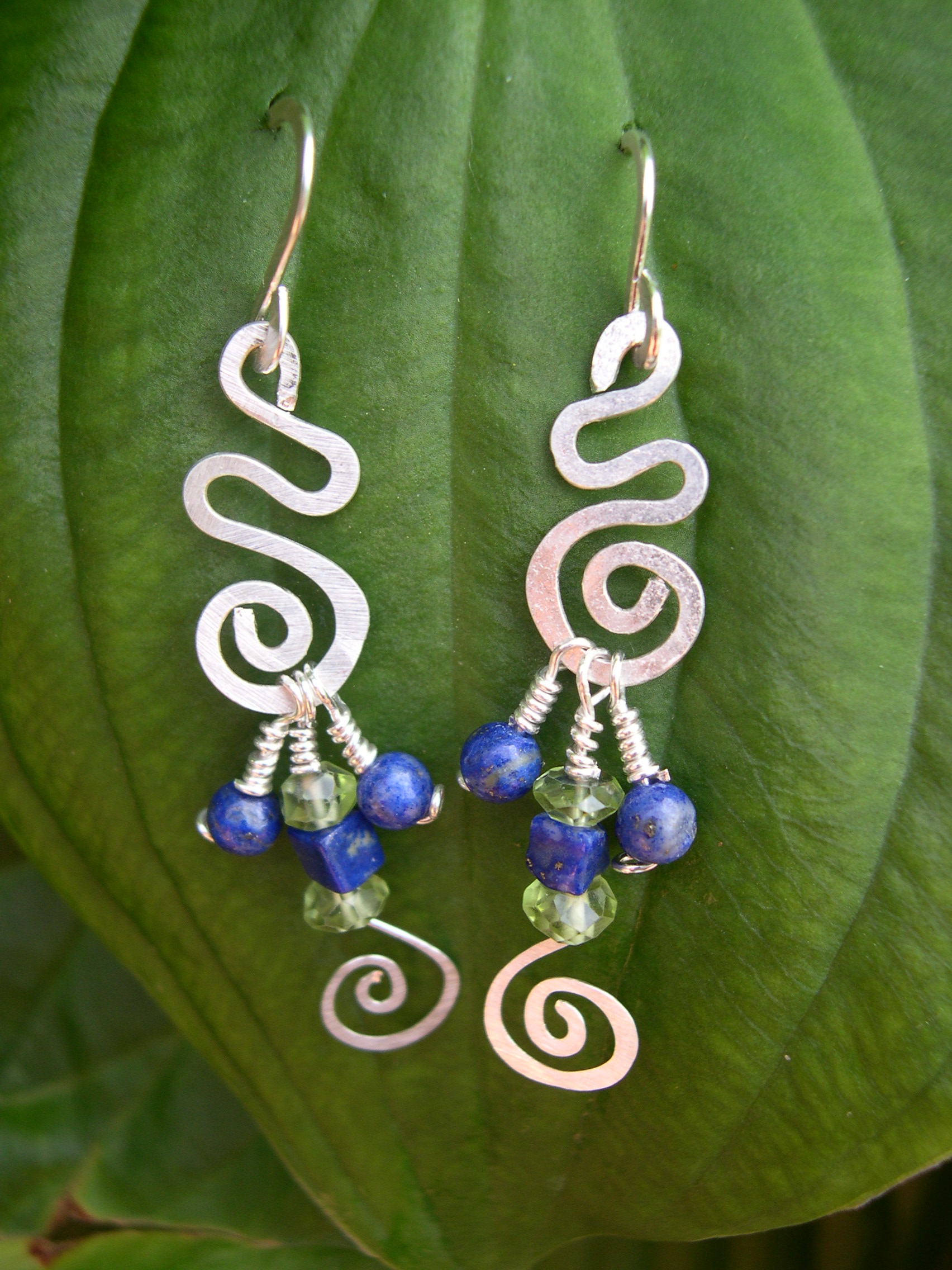 LAPIS AND PERIDOT WHIMSICAL EARRINGS