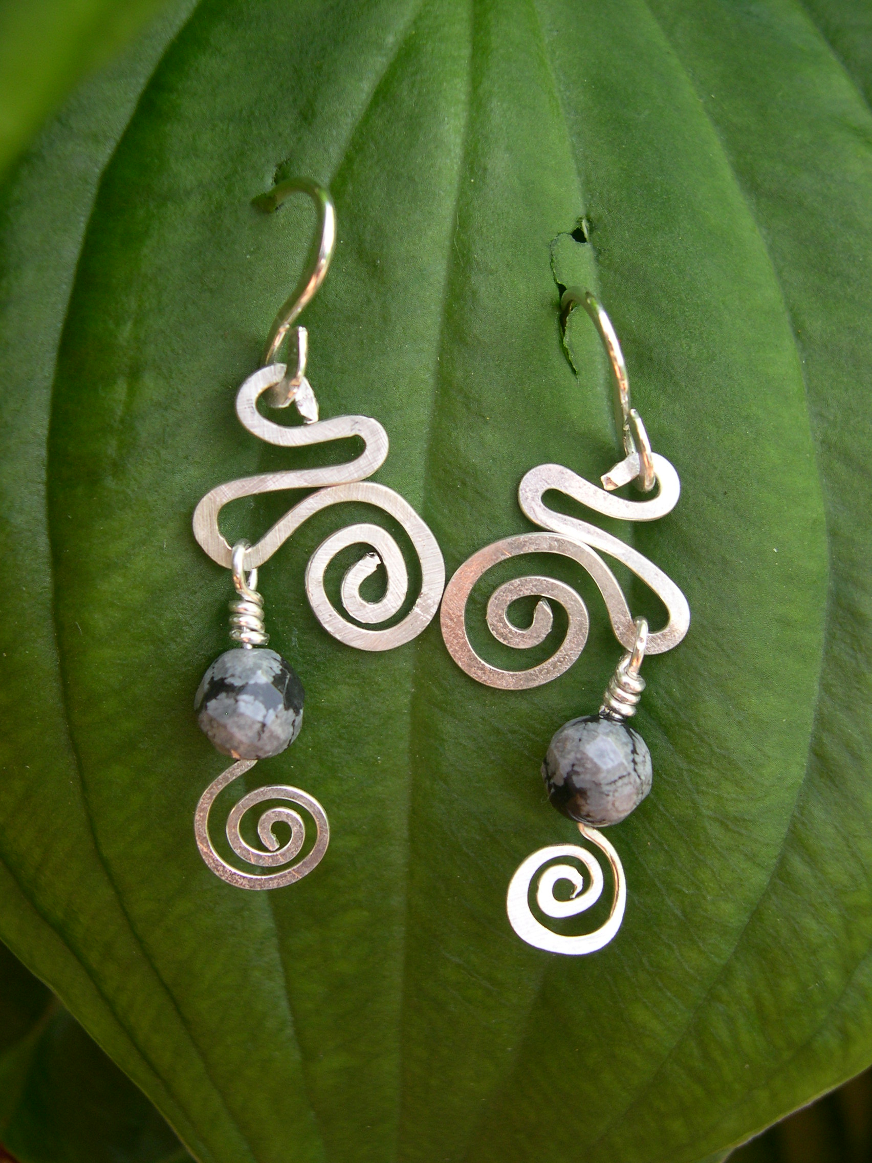 SNOWFLAKE OBSIDIAN WHIMSICAL EARRINGS