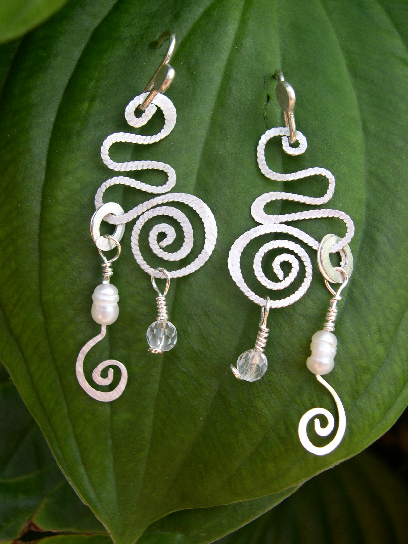 PEARL AND CRYSTAL QUARTZ WHIMSICAL EARRINGS