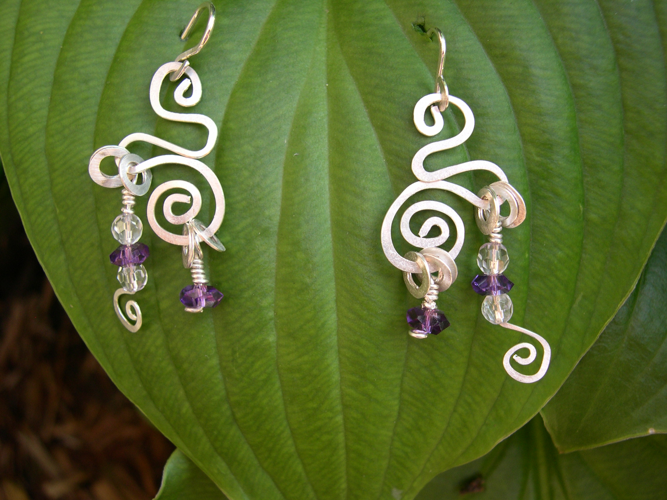 AMETHYST & CRYSTAL QUARTZ WHIMSICAL EARRINGS
