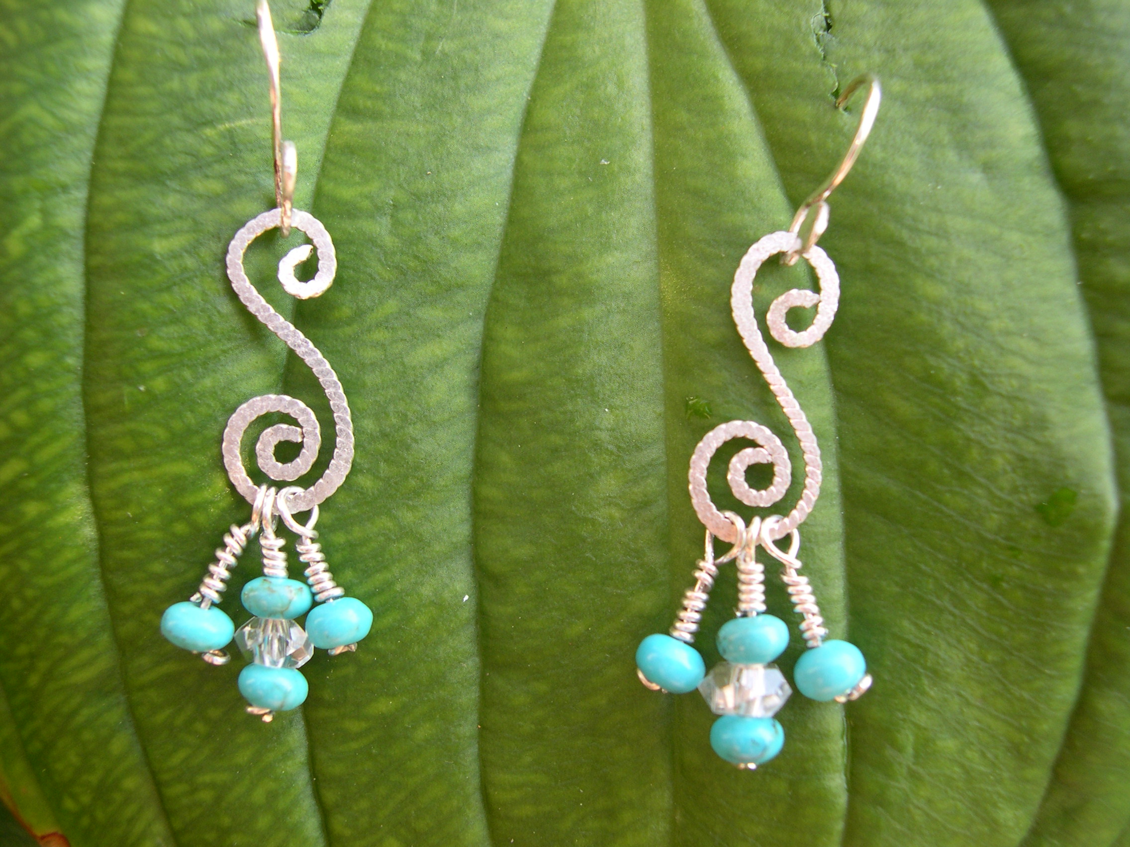 TURQUOISE AND CRYSTAL QUARTZ WHIMSICAL EARRINGS