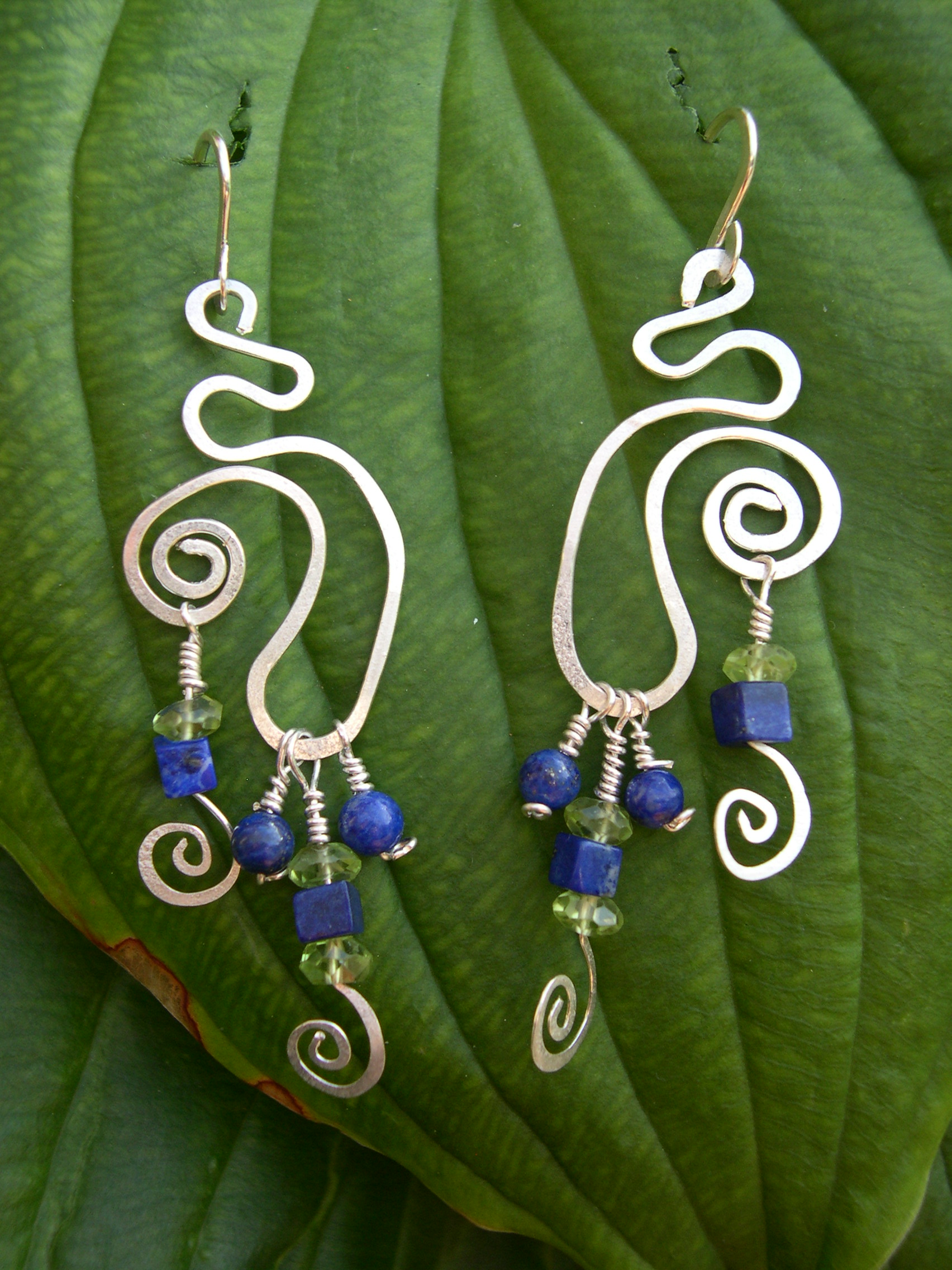 LAPIS AND PERIDOT WHIMSICAL EARRINGS