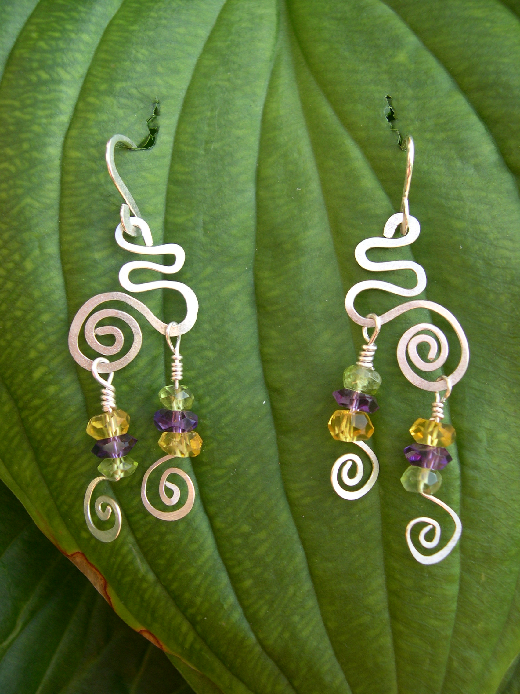 CITRINE, PERIDOT & AMETHYST WHIMSICAL EARRINGS