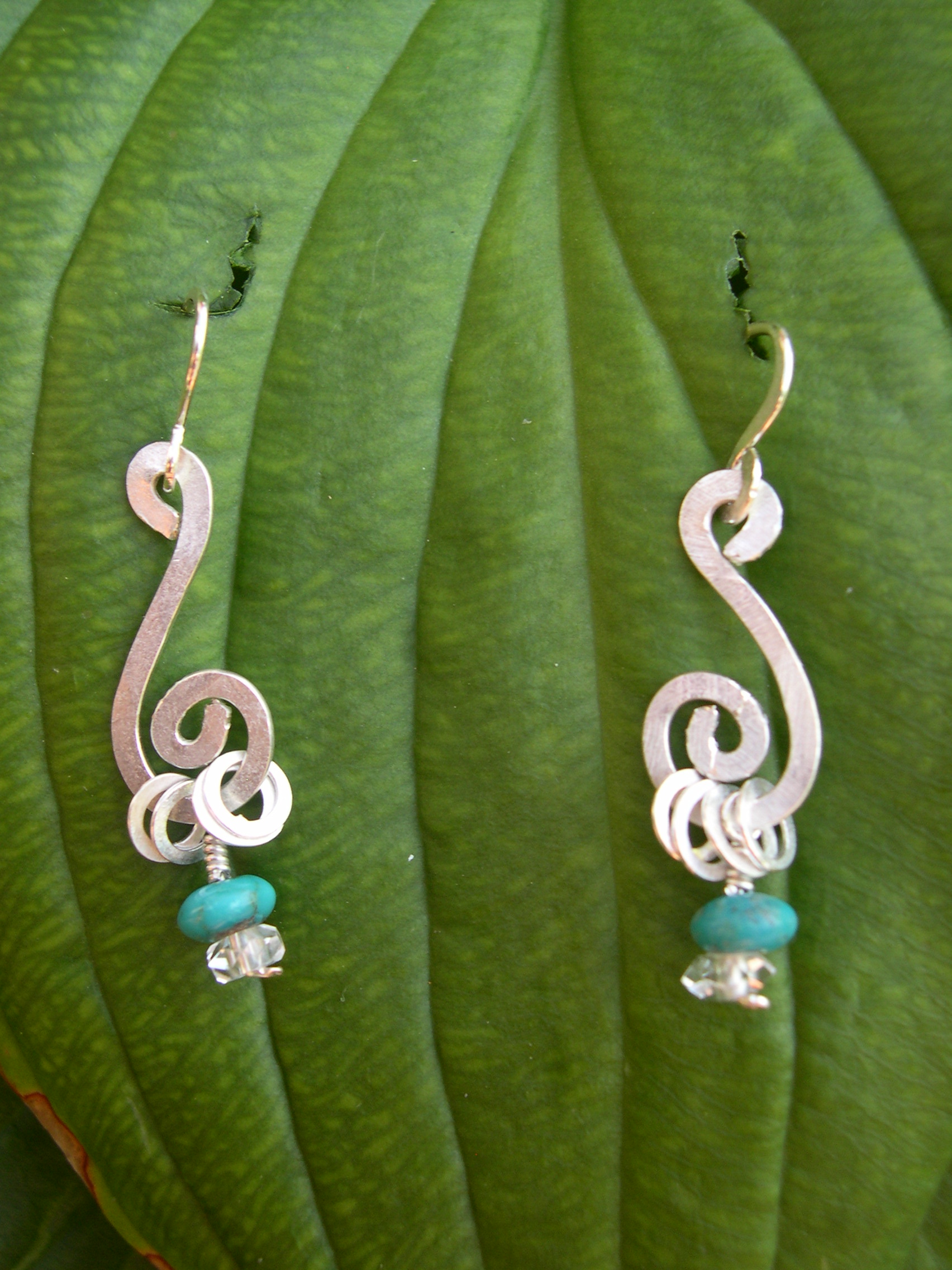 TURQUOISE AND CRYSTAL SWIRL DESIGNED EARRINGS