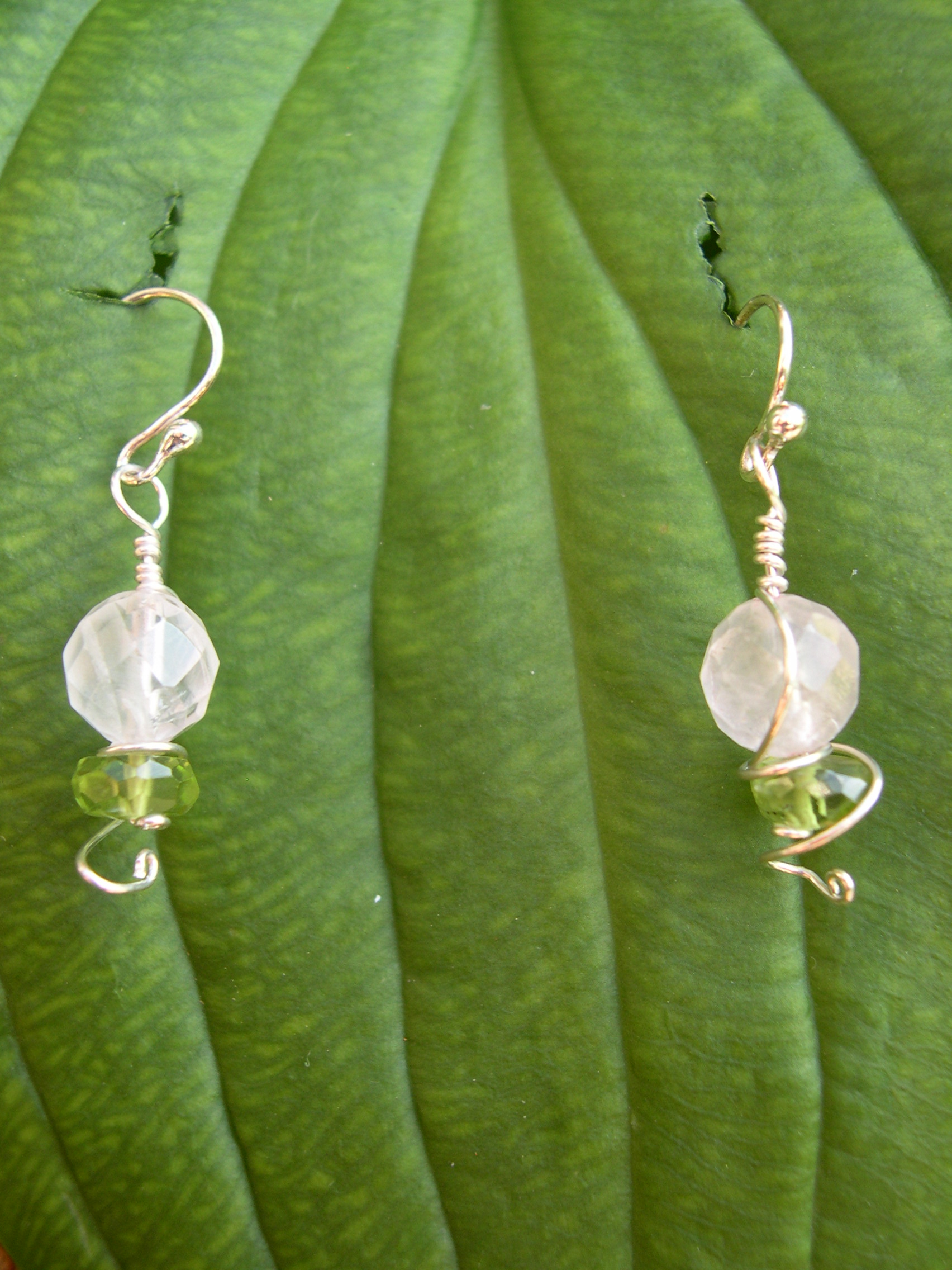 ROSE QUARTZ AND PERIDOT EARRINGS