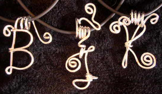 LETTER "B, T & K" PENDANT